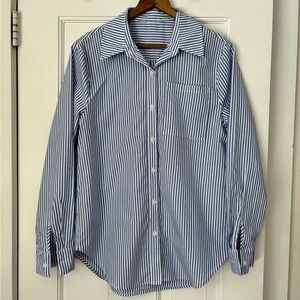 Classic 100% Cotton Blue and White Striped Button Down Shirt